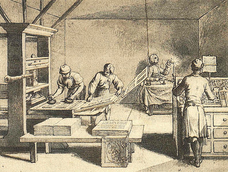 A Printing Press Operation - Circa 1770
